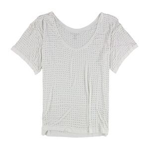 WESSEX Womens Oversized Beaded Embellished T-Shirt, white, M